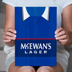 Personalised Rangers - 1998 Home Shirt - A4 Metal Sign Plaque - Frame Options Available