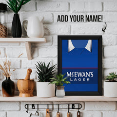 Personalised Rangers - 1998 Home Shirt - A4 Metal Sign Plaque - Frame Options Available