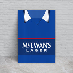 Personalised Rangers - 1998 Home Shirt - A4 Metal Sign Plaque - Frame Options Available
