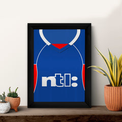 Personalised Rangers - 2001 Home Shirt - A4 Metal Sign Plaque - Frame Options Available