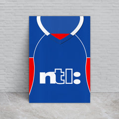 Personalised Rangers - 2001 Home Shirt - A4 Metal Sign Plaque - Frame Options Available