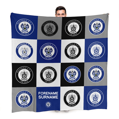 Personalised Rochdale Fleece Blanket - Chequered