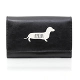 Personalised Sausage Dog Black Purse