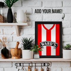 Personalised Sheffield - 1996 Home Shirt - A4 Metal Sign Plaque - Frame Options Available