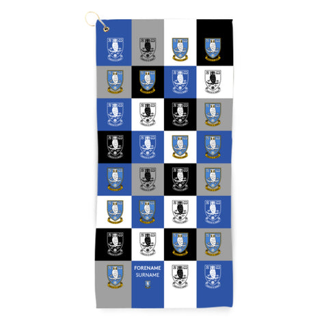 Personalised Sheffield Wednesday Golf Towel - Chequered