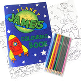 Personalised Space Colouring Book with Pencil Crayons