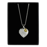 Personalised Sterling Silver Heart Locket Necklace with Diamond and 9ct Gold Charm