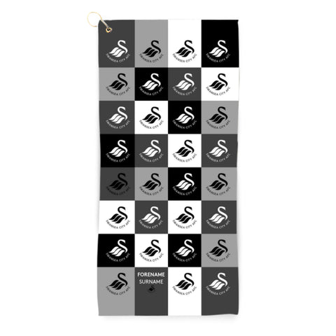 Personalised Swansea City Golf Towel - Chequered
