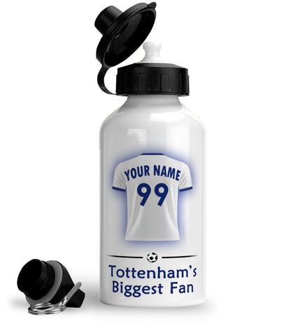 Personalised Tottenham Sports Water Bottle Aluminium With Carabiner 400ml