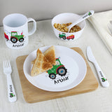 Personalised Tractor 3 Piece Plastic Cutlery Set