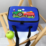 Personalised Tractor Blue Lunch Bag