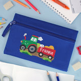 Personalised Tractor Blue Pencil Case