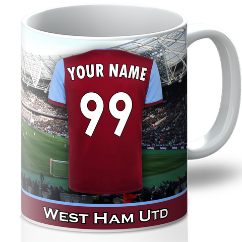 Personalised West Ham Mug - Shirt And Message Cup