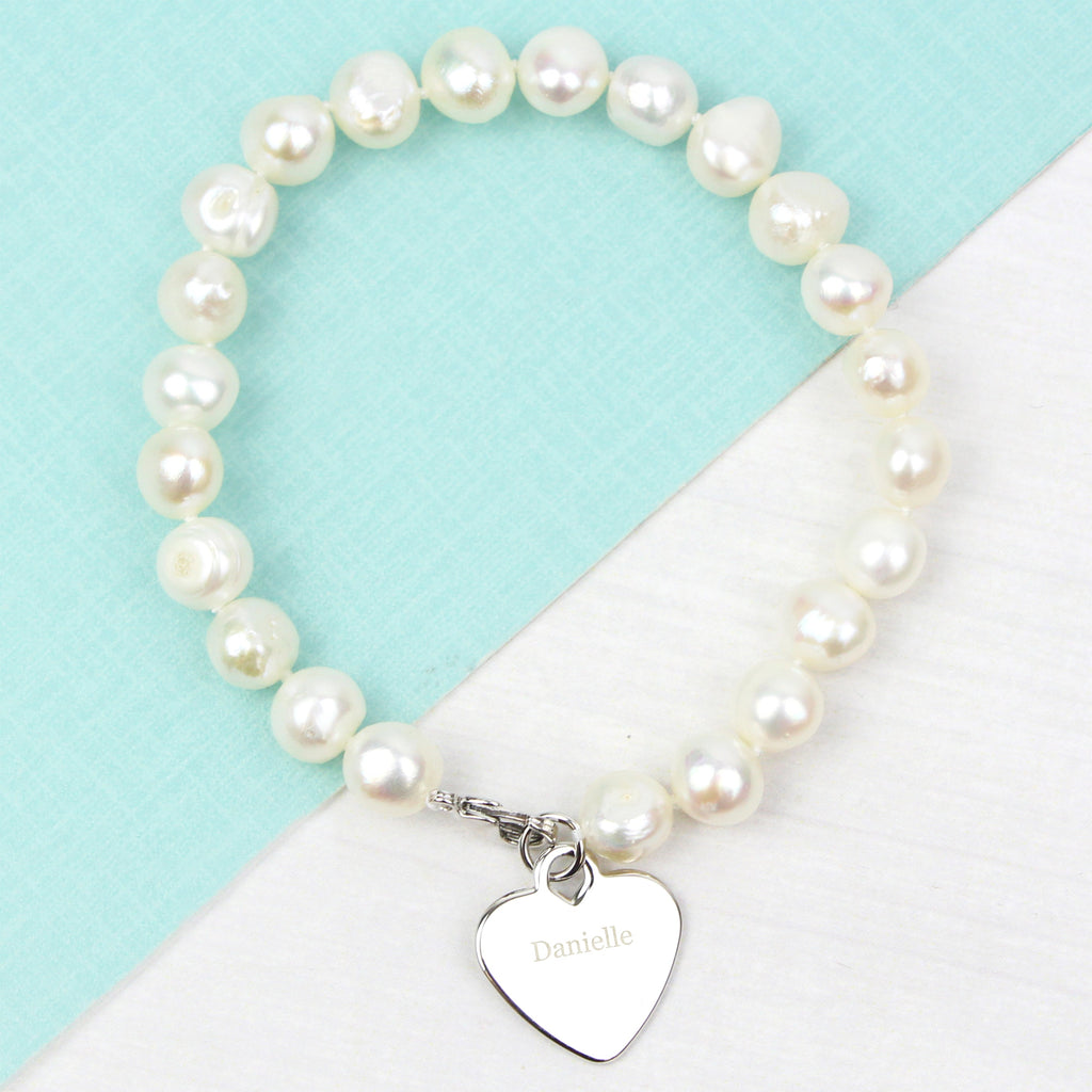 Personalised White Freshwater Pearl Name Bracelet