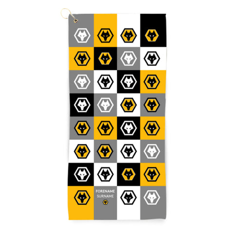 Personalised Wolves Golf Towel - Chequered