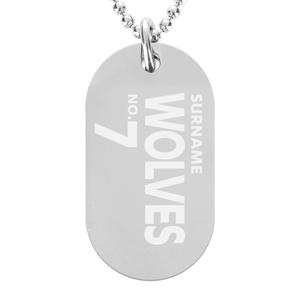 Personalised Wolves Number Dog Tag Pendant