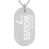Personalised Wolves Number Dog Tag Pendant