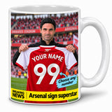 Personalised Arsenal Manager Mug With Your Name And Number On The Shirt