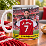 Personalised Arsenal Manager Mug With Your Name And Number On The Shirt