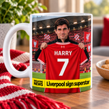 Personalised Liverpool Manager Mug With Your Name And Number On The Shirt