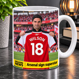 Personalised Arsenal Manager Mug With Your Name And Number On The Shirt