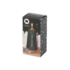 Protection Crystal Candle with Rough Black Obsidian