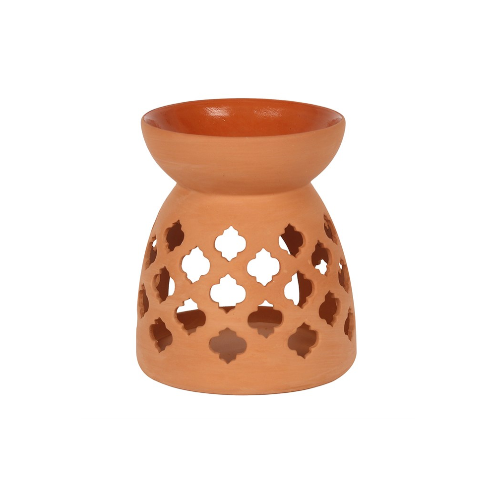 Quatrefoil Cut Out Terracotta Effect Oil Burner