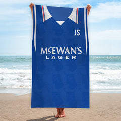 Rangers - 1996 Home Shirt - Personalised Retro Lightweight, Microfibre Beach Towel - 150cm x 75cm