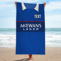 Rangers - 1998 Home Shirt - Personalised Retro Lightweight, Microfibre Beach Towel - 150cm x 75cm