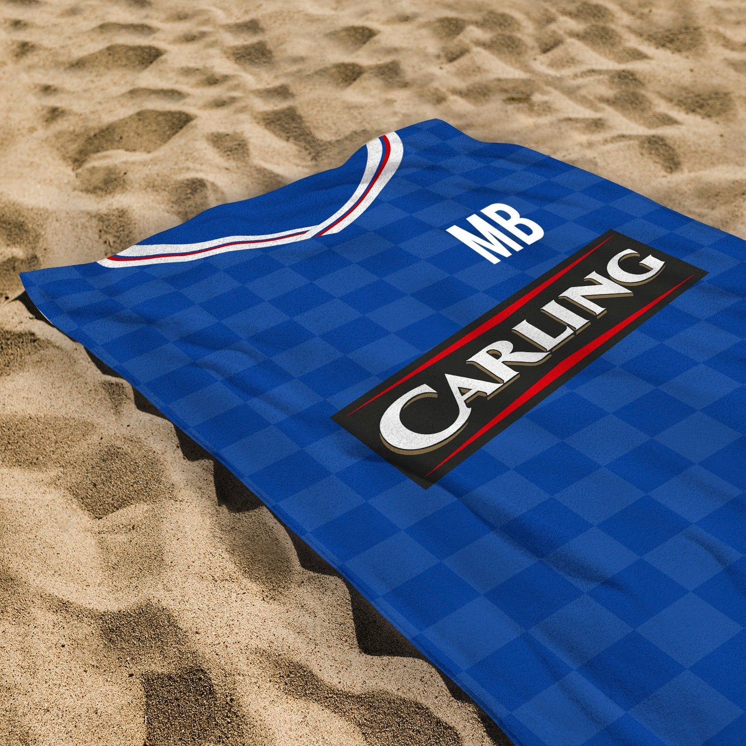 Rangers - 2009 Home Shirt - Personalised Retro Lightweight, Microfibre Beach Towel - 150cm x 75cm