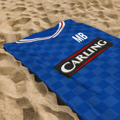 Rangers - 2009 Home Shirt - Personalised Retro Lightweight, Microfibre Beach Towel - 150cm x 75cm
