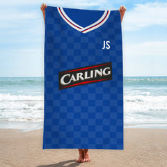Rangers - 2009 Home Shirt - Personalised Retro Lightweight, Microfibre Beach Towel - 150cm x 75cm