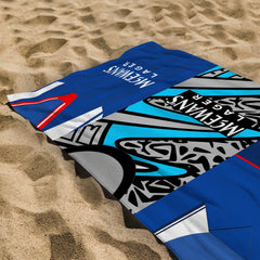 Rangers Three Shirt Design - Personalised Lightweight, Microfibre Retro Beach Towel - 150cm x 75cm
