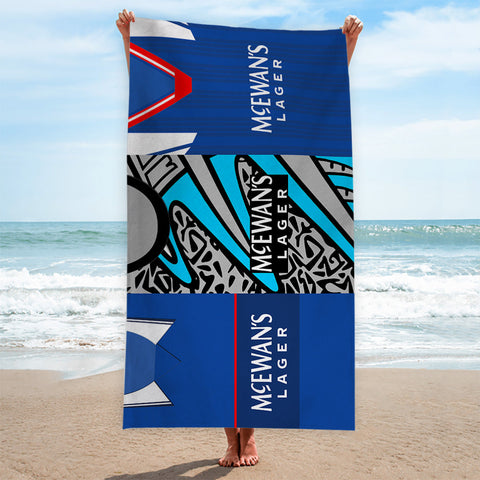 Rangers Three Shirt Design - Personalised Lightweight, Microfibre Retro Beach Towel - 150cm x 75cm
