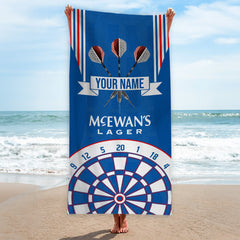 Darts Rangers - 1996 Home - Personalised Lightweight, Microfibre Retro Beach Towel - 150cm x 75cm