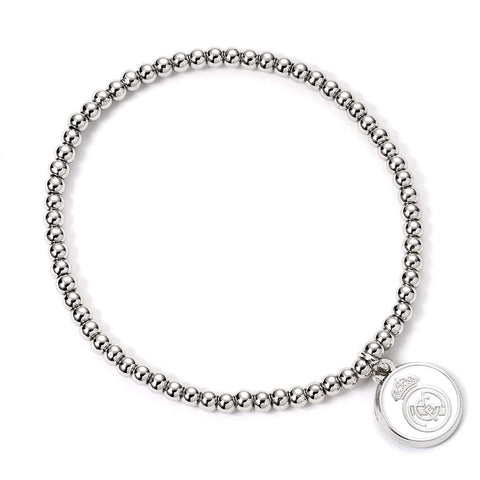 Real Madrid CF Silver Finish Bead Bracelet