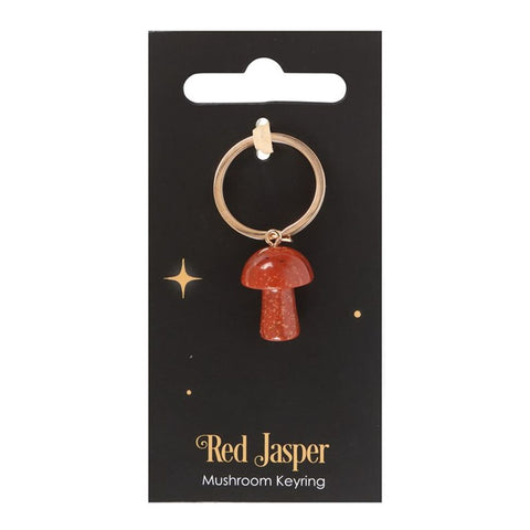 Red Jasper Crystal Mushroom Keyring