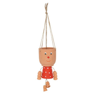 Red Pot Man Hanging Terracotta Planter