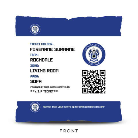 Rochdale Personalised Cushion - Fans Ticket (18 inches)