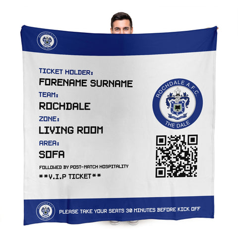 Rochdale Personalised Fleece Blanket (Fans Ticket Design)