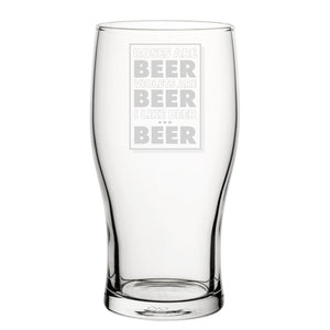 Roses Are Beer, Violets Are Beer, I Like Beer, Beer - Engraved Novelty Tulip Pint Glass