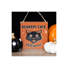 Scaredy Cats Welcome Hanging Sign