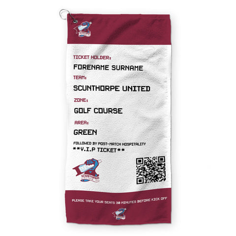 Scunthorpe United Golf Towel (Personalised Fans Ticket Design)