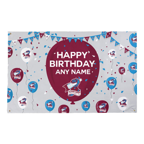 Scunthorpe United Personalised Birthday Banner (5ft x 3ft, Balloons Design)