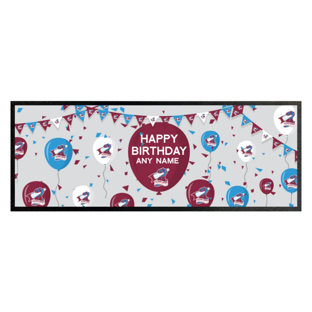 Scunthorpe United Personalised Birthday Bar Runner (Balloons Design)