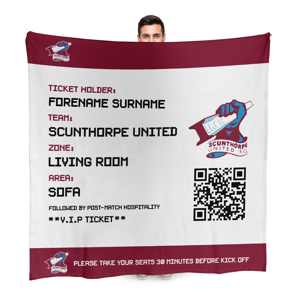 Scunthorpe United Personalised Fleece Blanket (Fans Ticket Design)