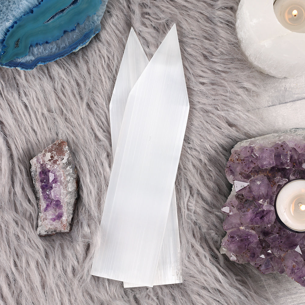 Selenite Flat Pointed Wand