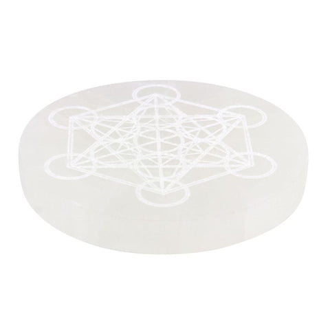 Selenite Metatron's Cube Crystal Charging Plate