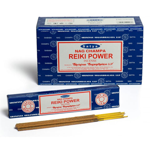 Set of 12 Packets of Reiki Power Incense Sticks by Satya