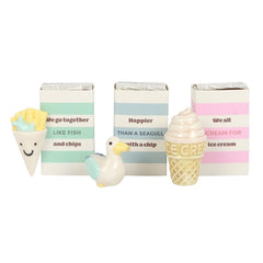 Set of 24 Seagull and Ice Cream Token Gifts in Display